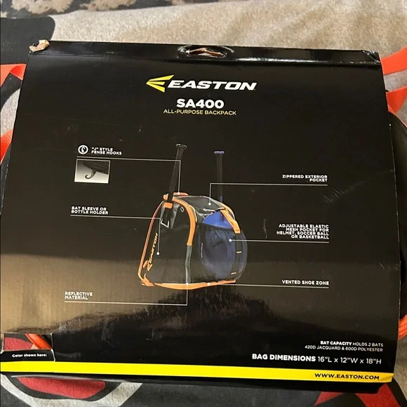 NWT Easton SA400 Black Bagpack with Orange Trim